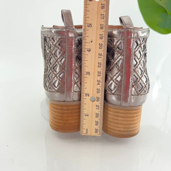Jeffrey Campbell Women Taggart Boot Size 6.5 Silver Leather Lattice Cutout Boho - Picture 10 of 14